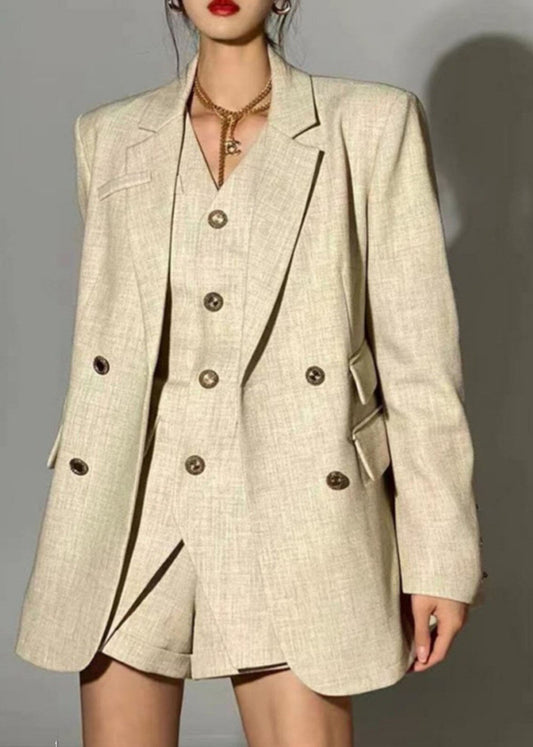 Fashion Notched Hollow Out Coats ,Waistcoat And Shorts Two Piece Set Fall