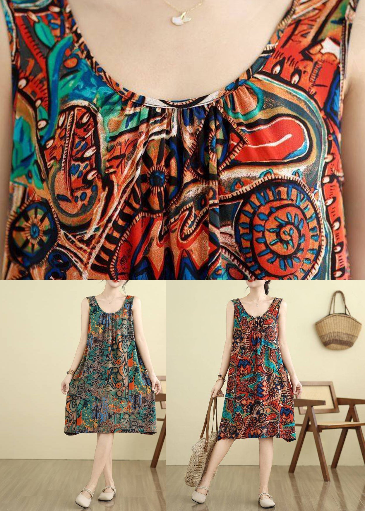 Fashion Orange Wrinkled Holiday Long Dress Summer