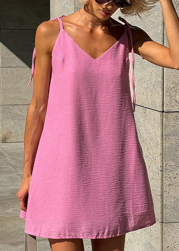 Fashion White Backless Lace Up Cotton Mini Dresses Summer