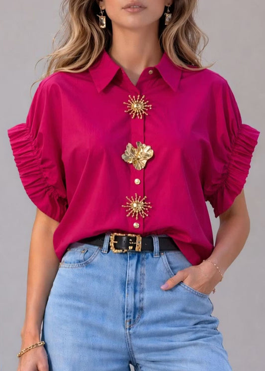 Fashion White Peter Pan Collar Patchwork Cotton Shirt Tops Summer