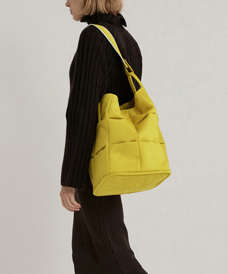 Fashion Yellow Suede Large Capacity Bucket Bag