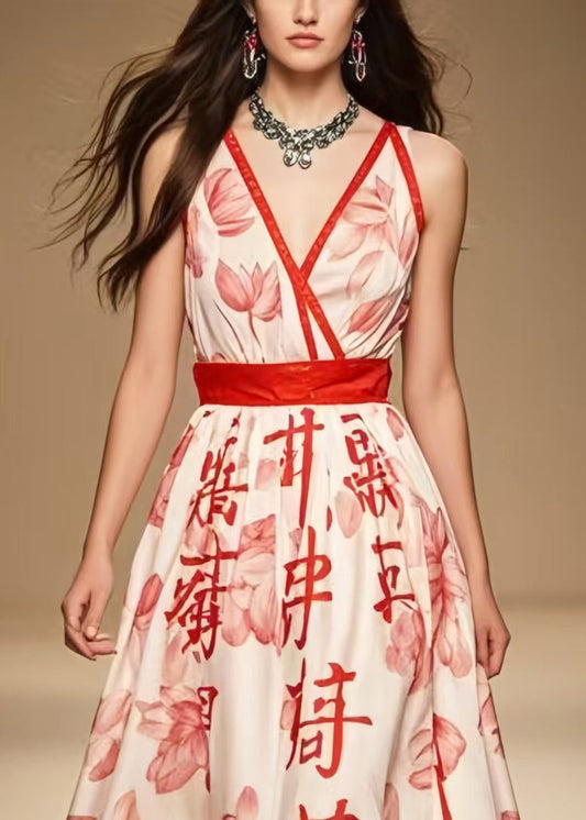 Fine Apricot Print Exra Large Hem Chiffon Dresses Sleeveless