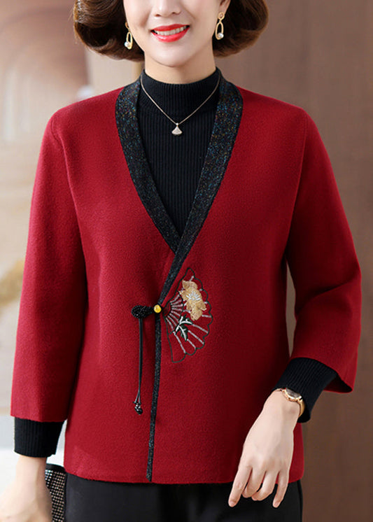 Fine Blue V Neck Print Knit Cardigans Spring