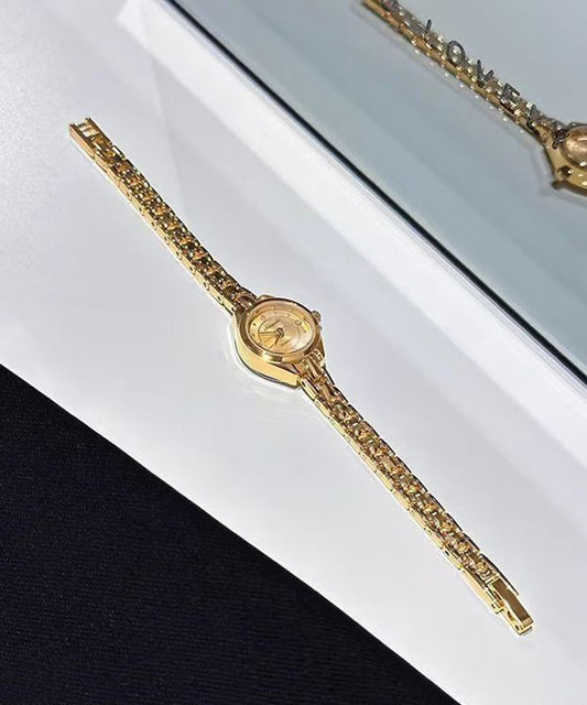 Fine Gold Stainless Steel Zircon Quartz Movement Watches