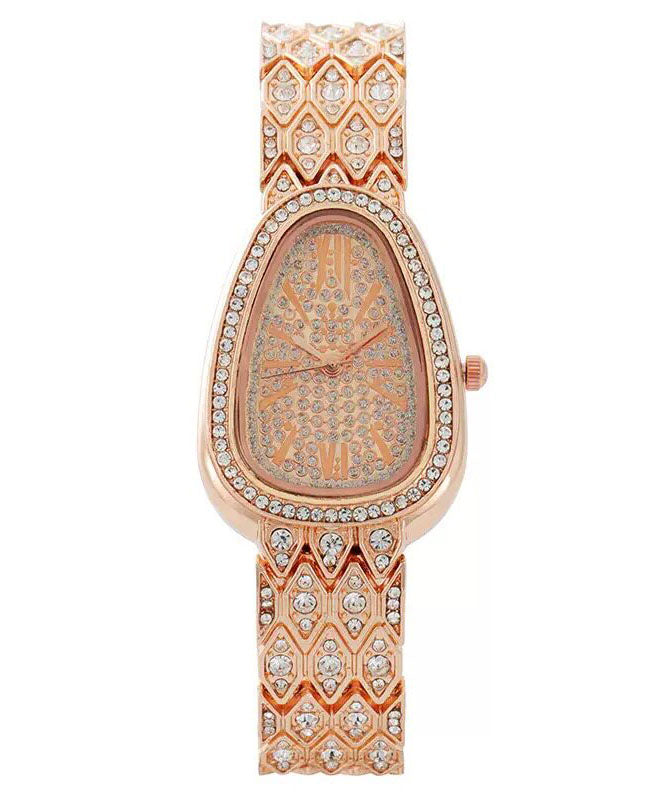 Fine Rose Metal Zircon Quartz Movement Snakelike Watches