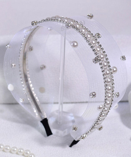 Fine Silk Tulle Zircon Pearl HairPiece