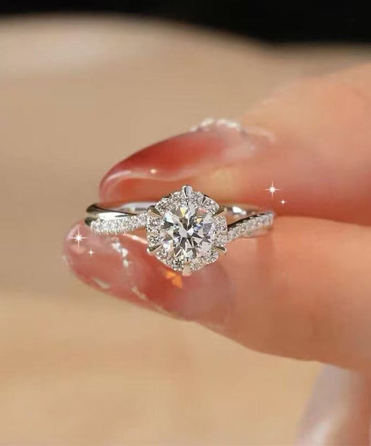 Fine Silk Zircon Adjustable Open Wedding Bands Rings