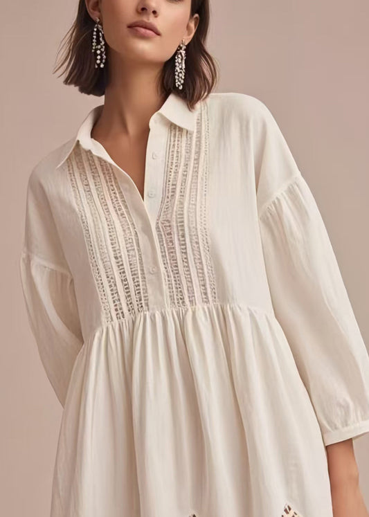 Fine White Hollow Out Patchwork Lace Day Dress Bracelet Sleeve