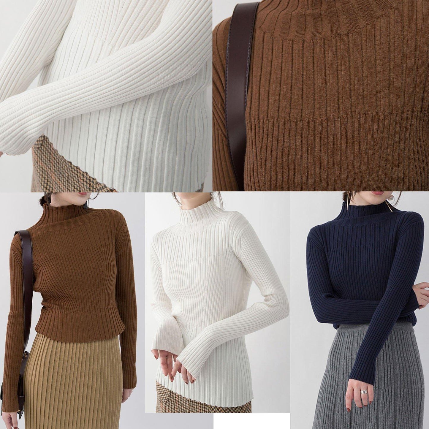 Fine white pure wool blended blouse plus size Turtleneck traveling blouse New clothing sweater