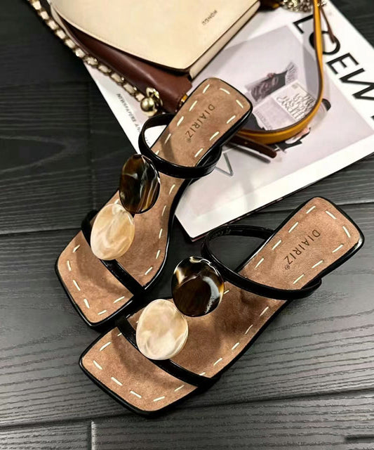 Fitted High Heel White Cowhide Leather Slide Sandals