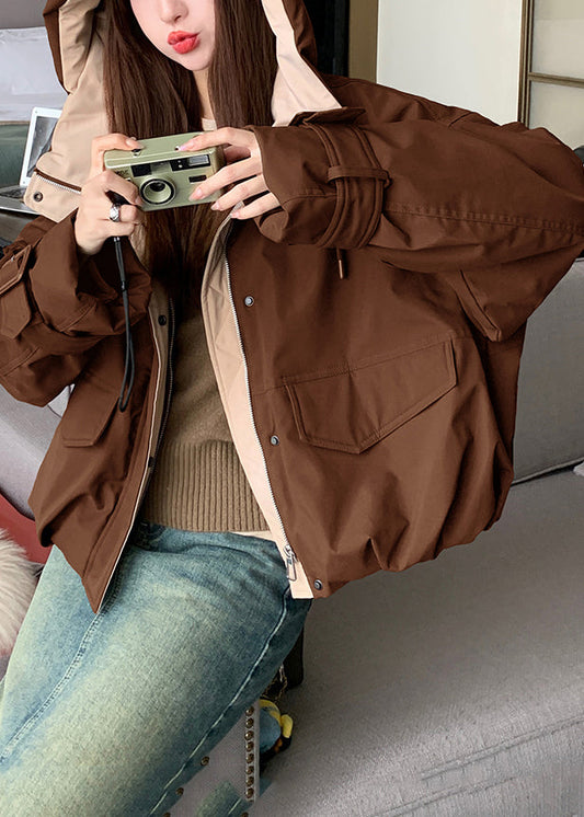 French Caramel Oversized Pockets Fine Cotton Filled Puffer Jacket Winter