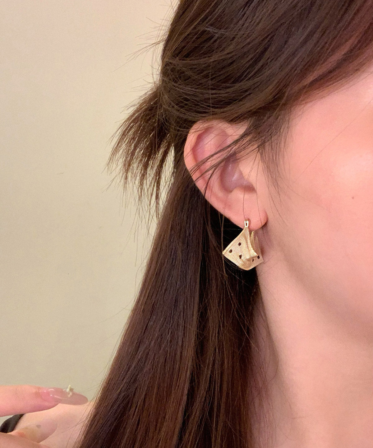 French Gold Copper Alloy Dripping Glaze Dot Handbag Hoop Earrings