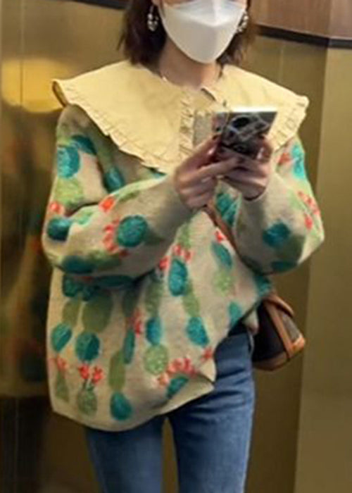 French Green Sweaters And White Blouses Cotton Knit Two Piece Set Spring