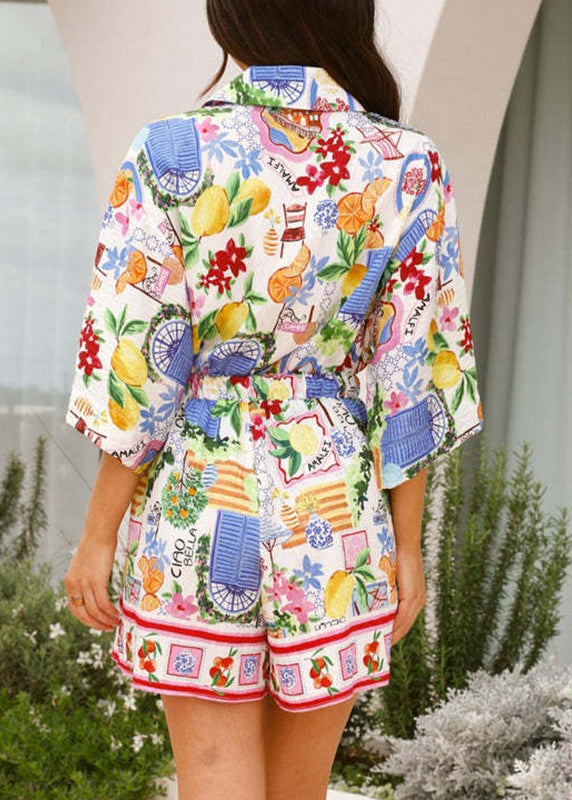 French Print Wrinkled Vacation Mid Dresses Half Sleeve