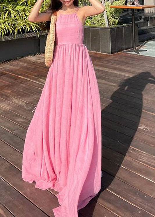 French Sexy Blue Lace Up Spaghetti Strap Dress Sleeveless