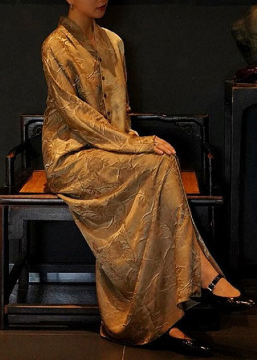 French V Neck Print Button Silk Shirts Dresses Fall