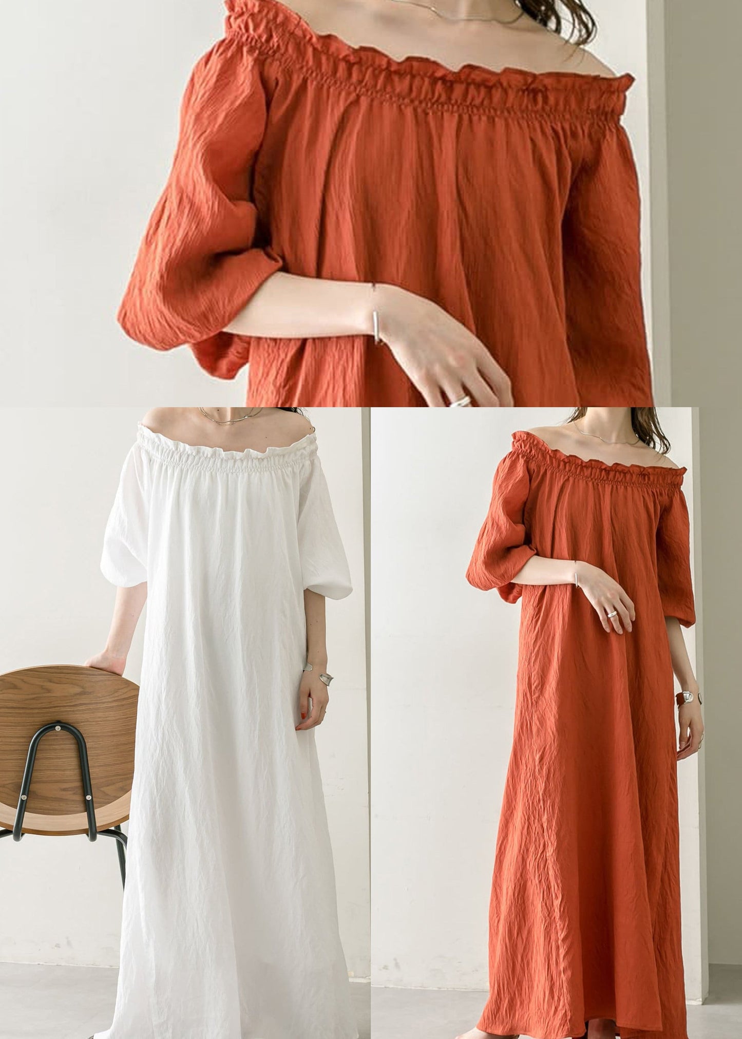 French White Slash Neck Backless Cotton Dress Summer