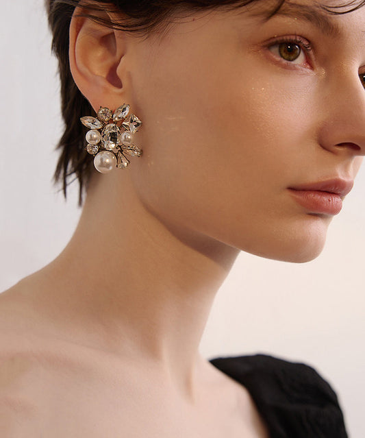 French White Zircon Fine Pearl Drop Earrings