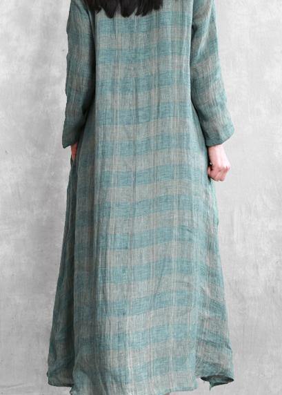 French green Robes o neck asymmetric Kaftan summer Dresses - SooLinen
