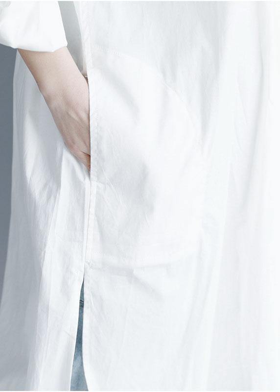 French white cotton quilting clothes side open Maxi summer Dresses - SooLinen