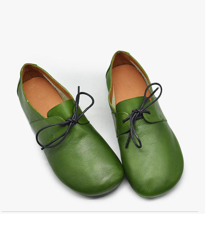 Grass Green Flat Shoes For Women Lace Up Flat Shoes
