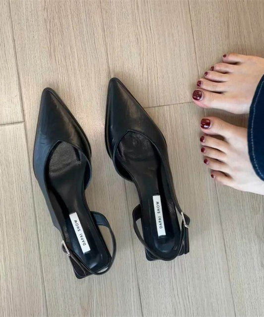Green Chunky Faux Leather Chic Splicing Sandals Pointed Toe