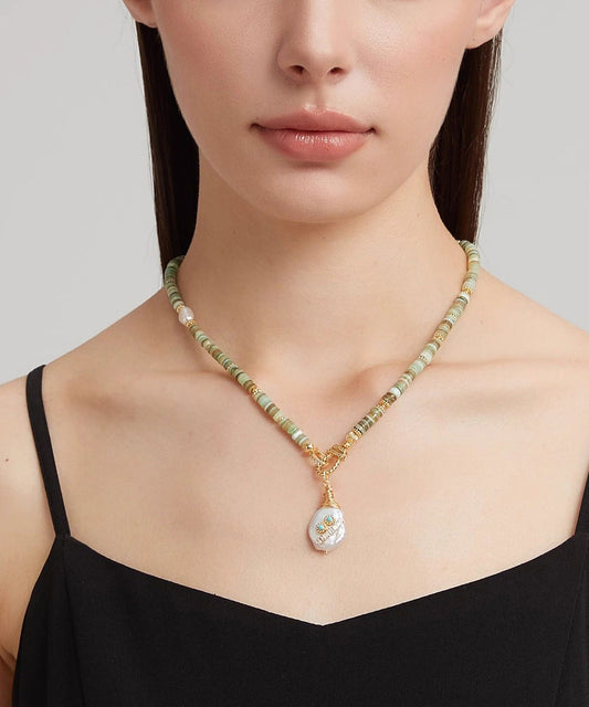 Handmade Baroque Pearl Pendant Gratuated Bead Necklace