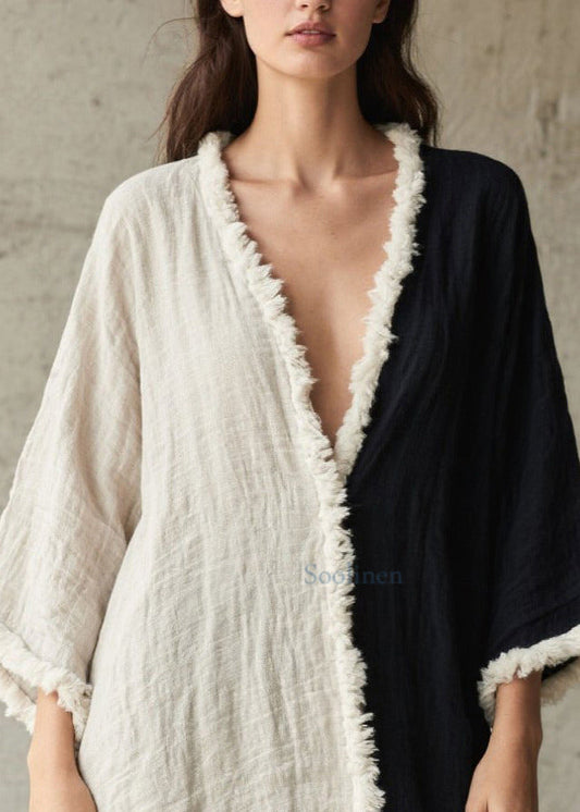 Handmade Colorblock Asymmetrical Patchwork Faux Fur Cardigan Spring