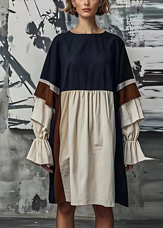 Handmade Colorblock Oversized Patchwork Cotton Vacation Dresses Summer
