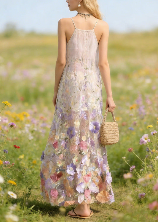 Handmade Floral Tulle Spaghetti Strap Dress Dresses Summer