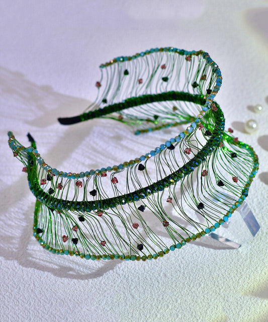 Handmade Green Weave Zircon Beading HairPiece