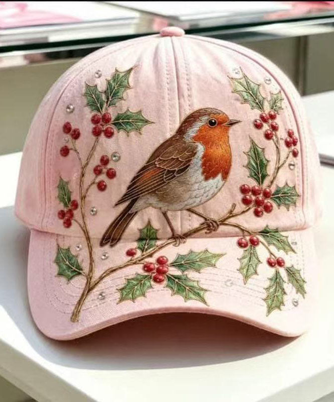 Handmade Pink Bird 3D Print Cotton Baseball Cap Hat