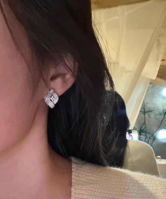 Handmade Silk Alloy Weave Zircon Drop Earrings