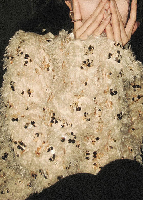 Handmade V Neck Tasseled Sequins Knit Sweaters Winter