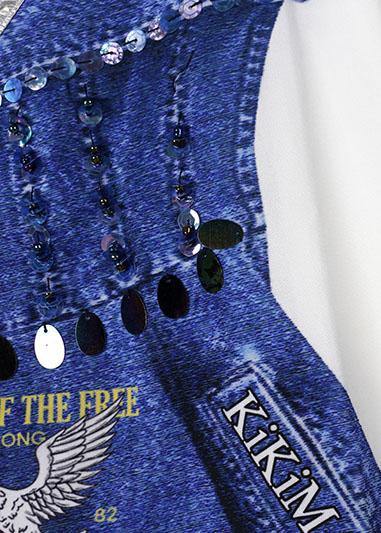 Handmade false two pieces Cotton clothes Women Fashion Ideas white print Dress summer - SooLinen