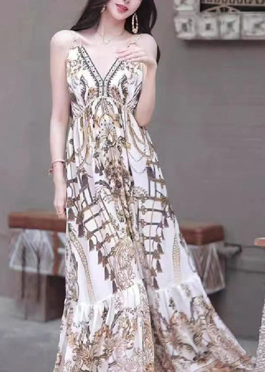 Holiday Style Printed Beach Strap Dress For Summer 2025