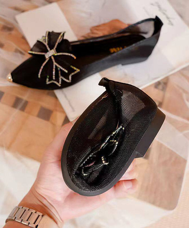Hollow Out Black Flat Shoes Pointed Toe Flat Shoes