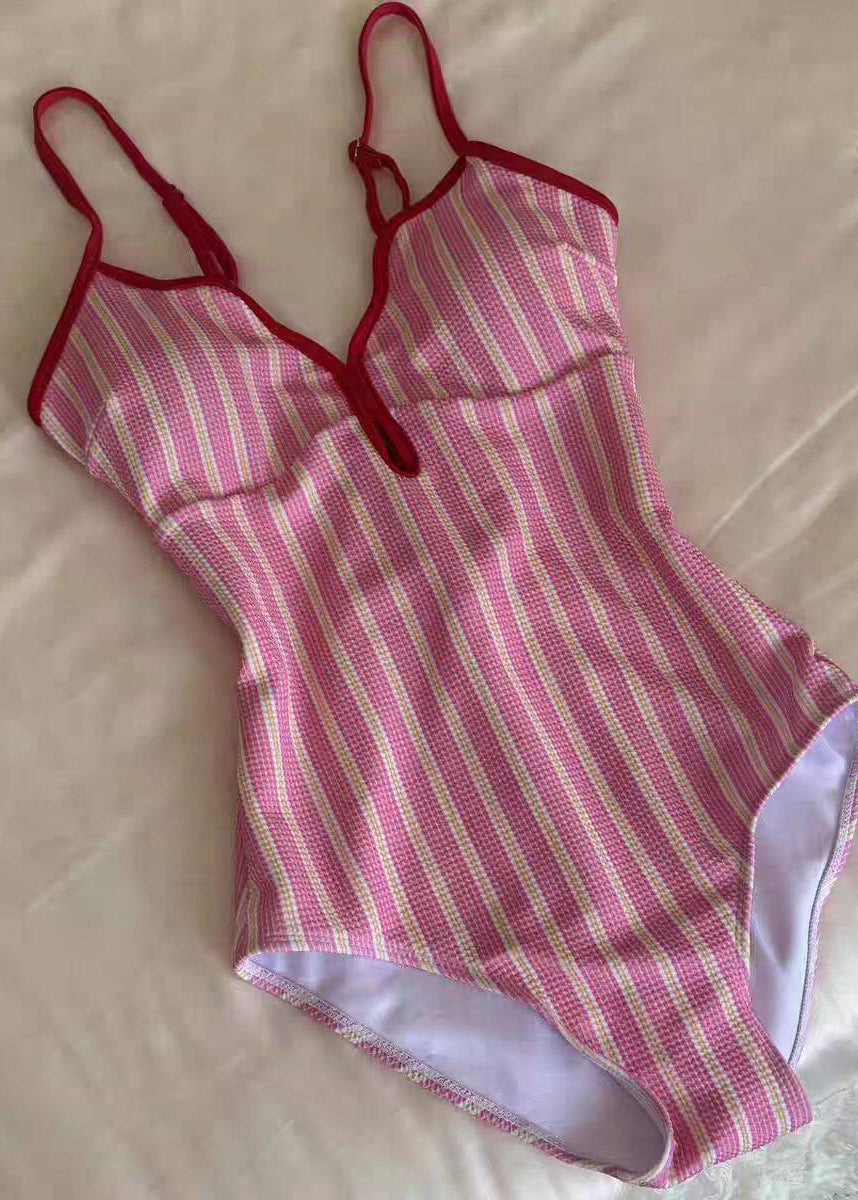 Hot Blue Striped Backless Grils Swimwear Bodysuits