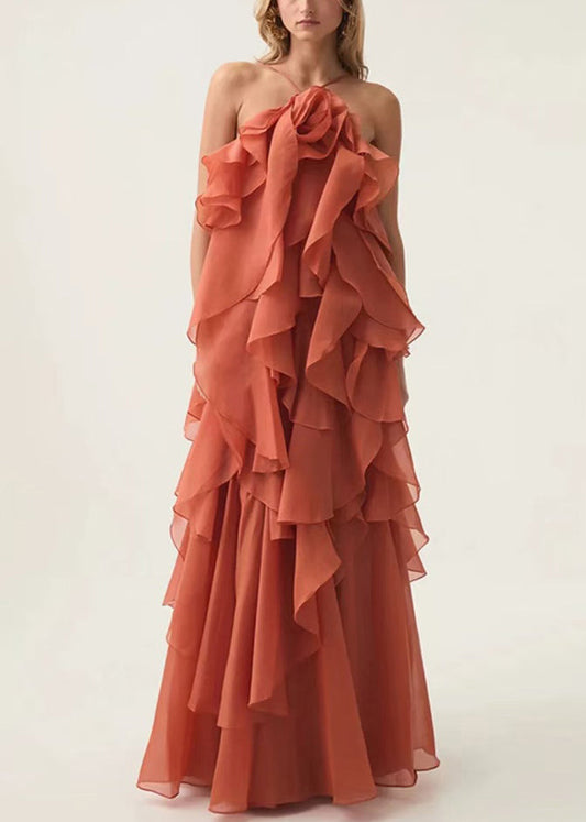 Italian Blue Backless Solid Chiffon Spaghetti Strap Dress Sleeveless