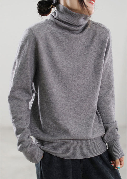 Italian Khaki Turtle Neck Knit Sweaters Winter