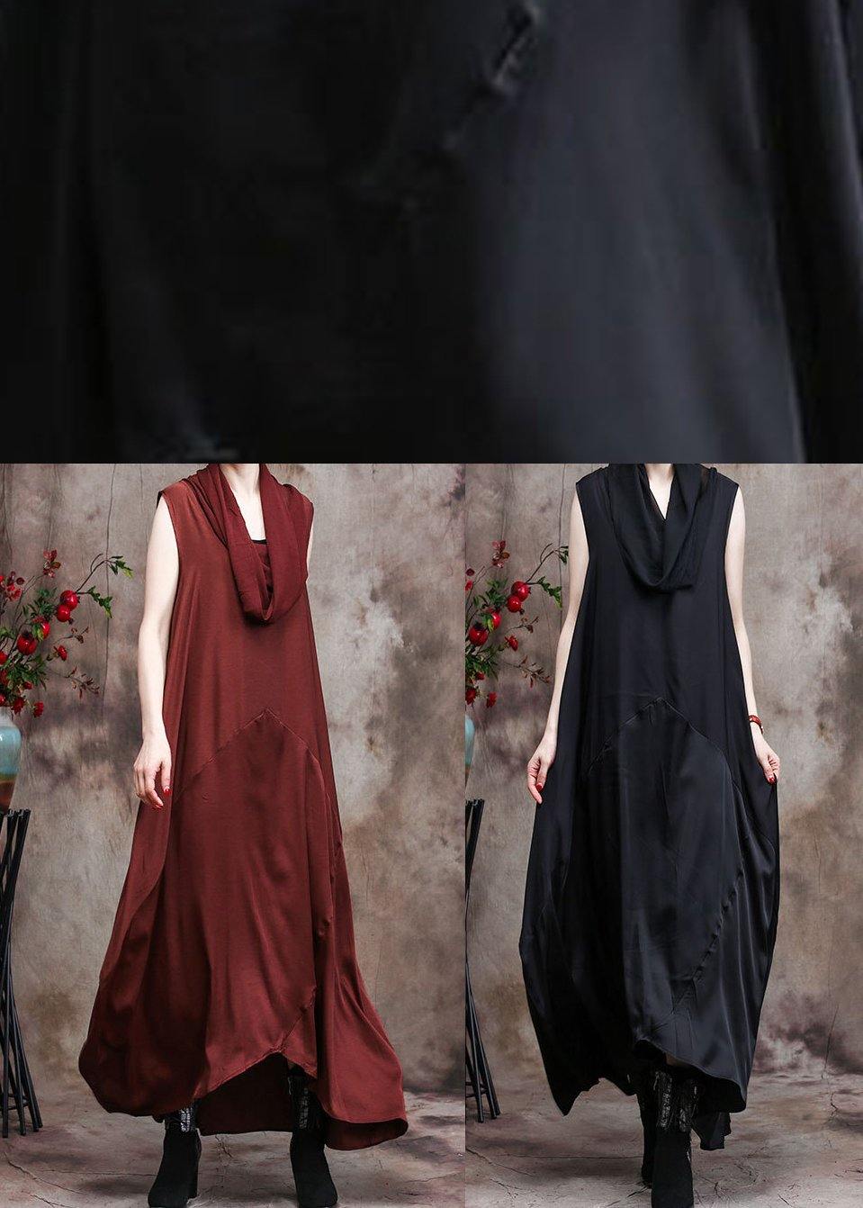 Luxy Chocolate Long Silk Dresses - SooLinen