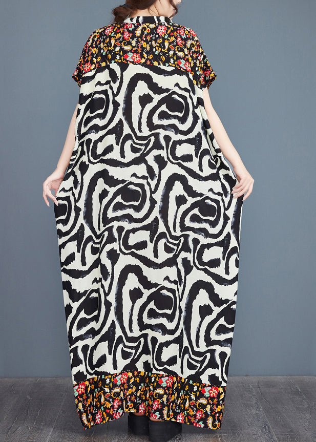 Italian Print Oversized Patchwork Cotton Vacation Dresses Summer