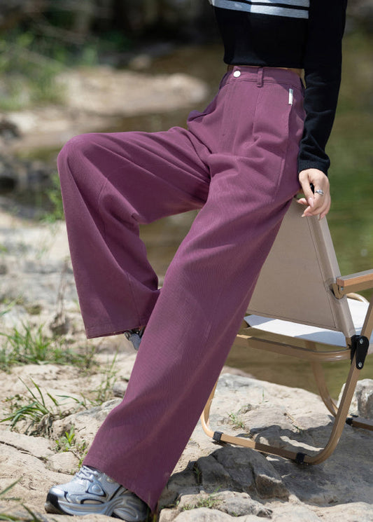 Italian Purple High Waist Denim Straight Pants Spring