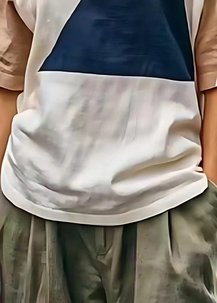 Italian White Oversized Patchwork Linen Beach Vest Summer