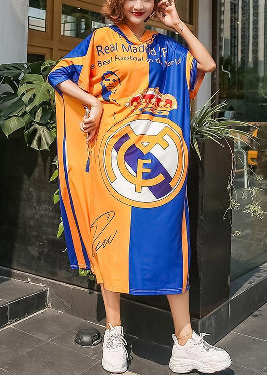 Italian patchwork color cotton quilting dresses hooded pritns Dresses summer Dresses - SooLinen