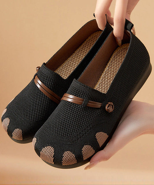 Knit Fabric Flat Feet Shoes Beige Flat Shoes