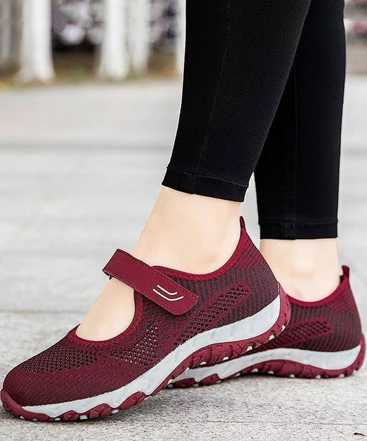 Knit Fabric Flat Shoes Buckle Strap Flats