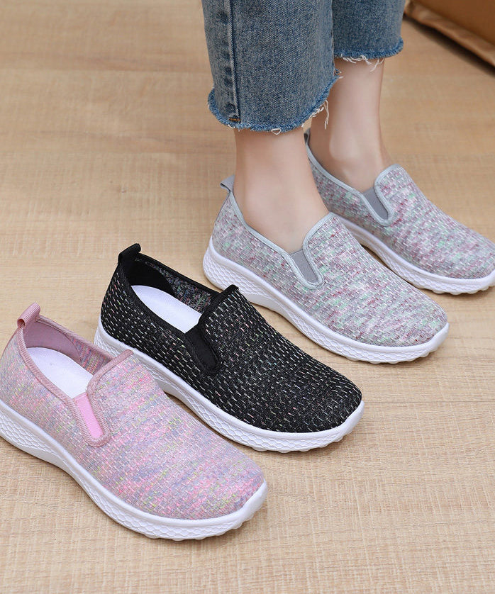 Knit Fabric Flat Shoes For Women Fine Print Flat Shoes