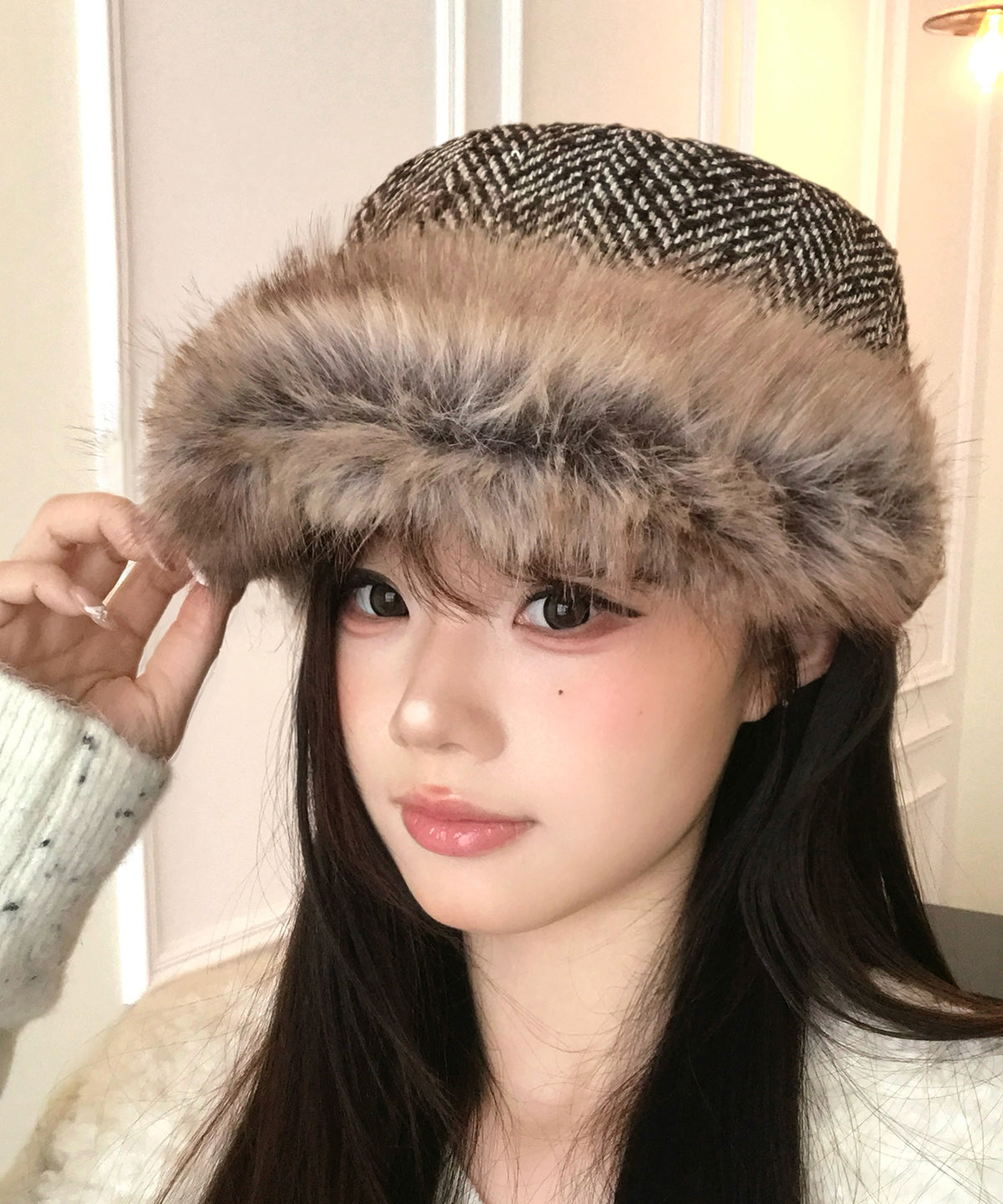 Korean Style Brown Warm Fleece Equestrian Hat Winter