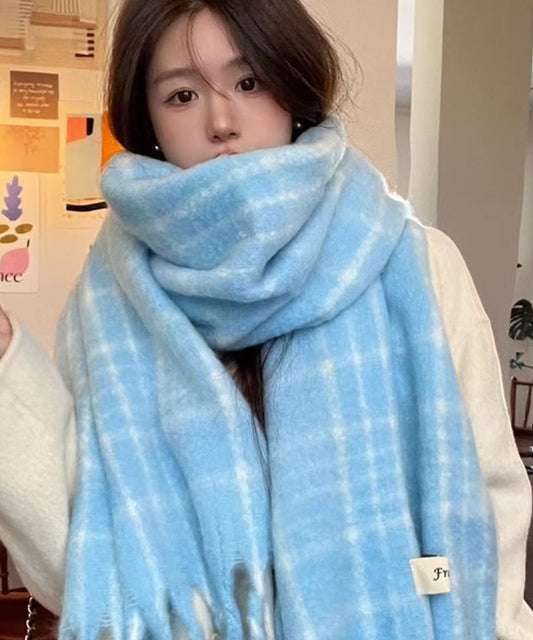 Korean Version Red Checkered Warm And Thick Scarf Versatile